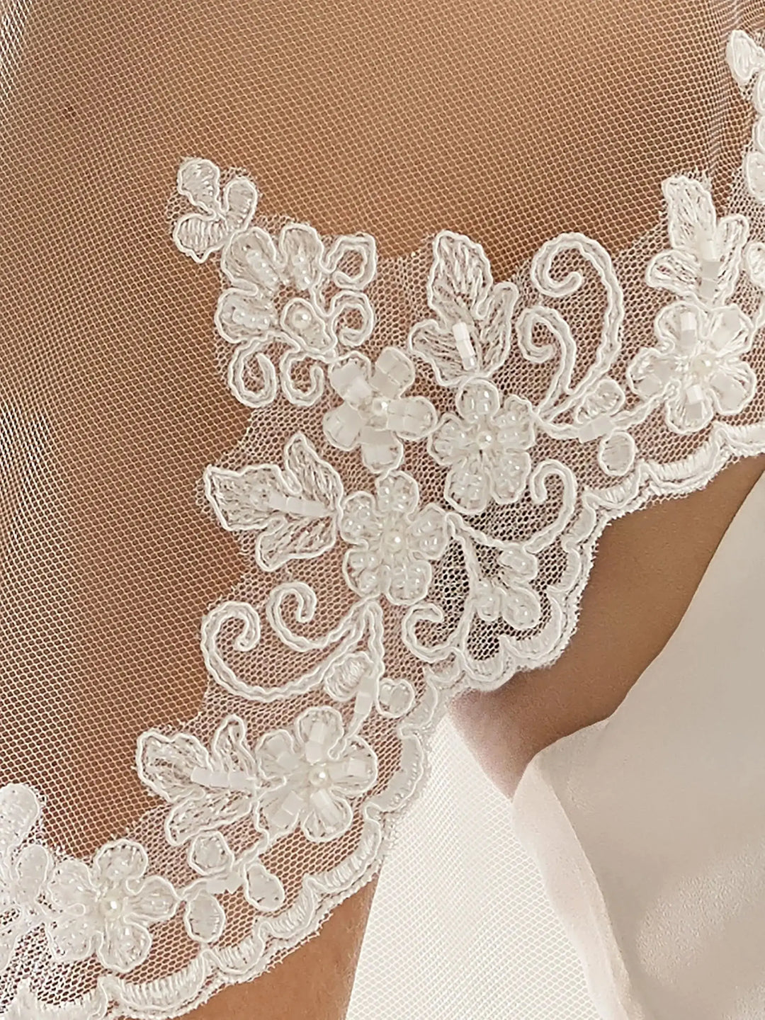 VOILE DE MARIÉE DENTELLE PERLÉE  LONGUEUR 220 CM – S219 Bianco Evento