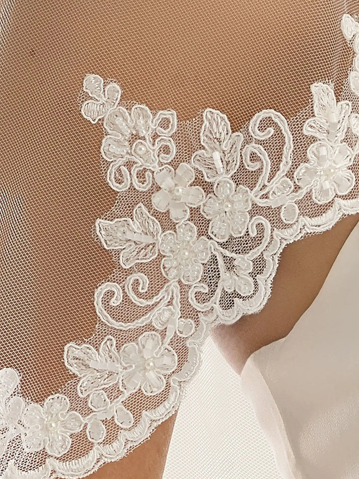 VOILE DE MARIÉE DENTELLE PERLÉE  LONGUEUR 220 CM – S219 Bianco Evento