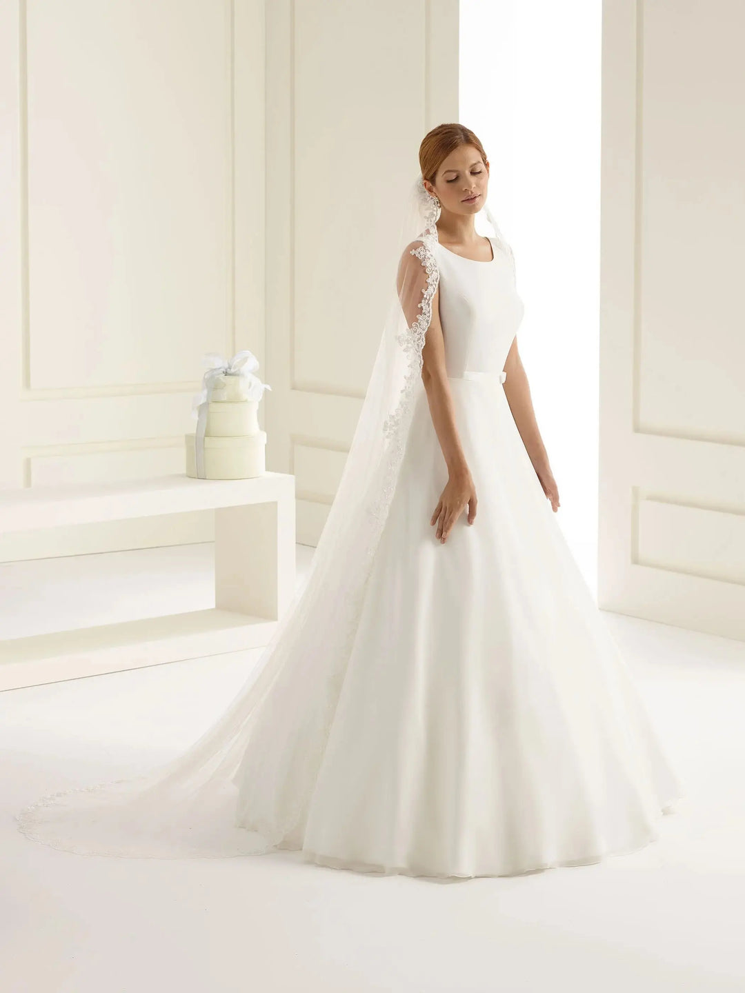 VOILE DE MARIÉE DENTELLE PERLÉE  LONGUEUR 220 CM – S219 Bianco Evento