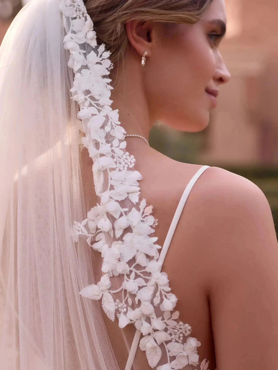 VOILE DE MARIÉE EN DENTELLE MONOCOUCHE TULLE SOUPLE 110 CM Bianco Evento