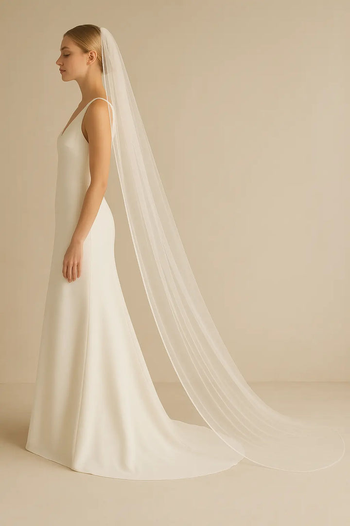 VOILE DE MARIÉE LONG SIMPLE TULLE SOUPLE S389 250 CM Bianco Evento