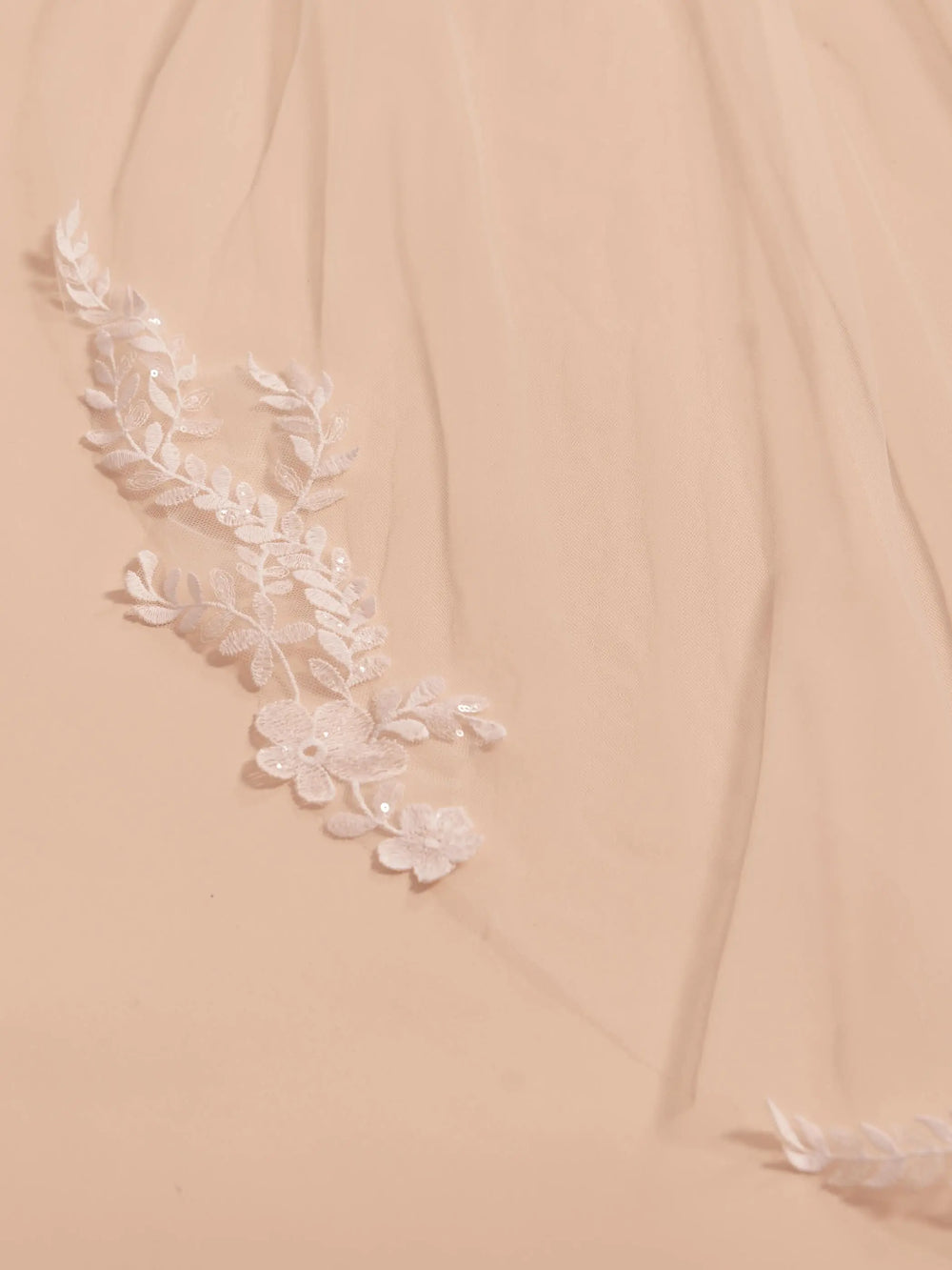 VOILE DE MARIÉE S414 EN TULLE IVOIRE 250 CM AVEC APPLIQUES DENTELLE Bianco Evento