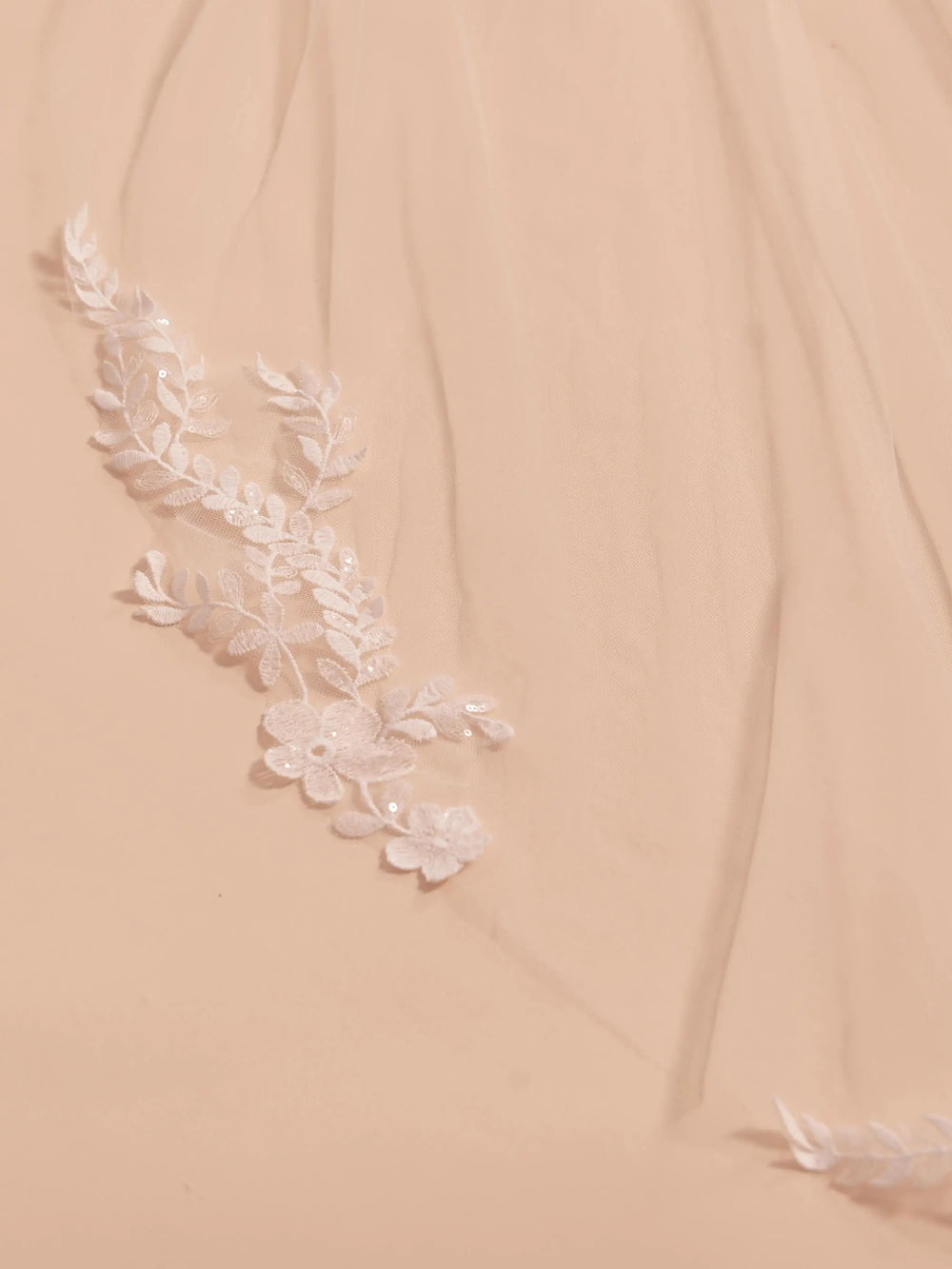 VOILE DE MARIÉE S418 EN TULLE IVOIRE 110 CM AVEC APPLIQUES DENTELLE PAILLETÉE Bianco Evento