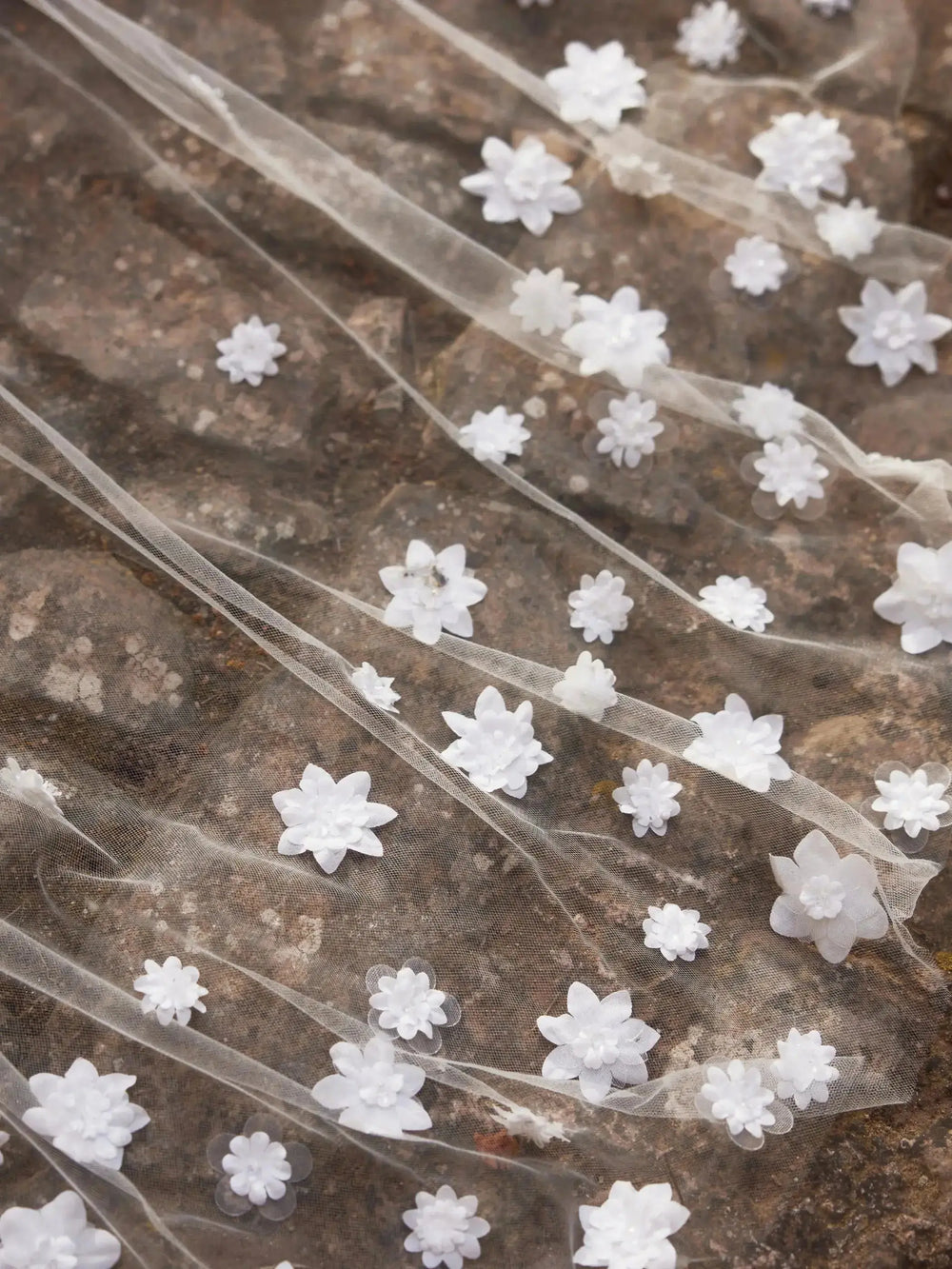 VOILE DE MARIÉE S501 EN TULLE IVOIRE 250 CM AVEC FLEURS 3D Bianco Evento