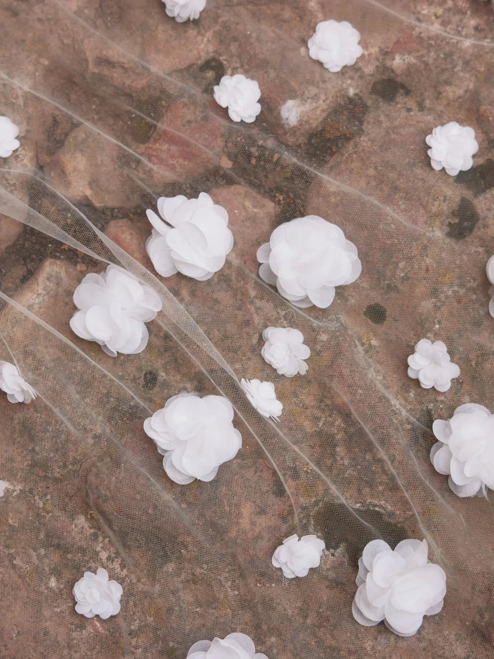 VOILE DE MARIÉE S517 EN TULLE IVOIRE 300 CM AVEC FLEURS 3D Bianco Evento