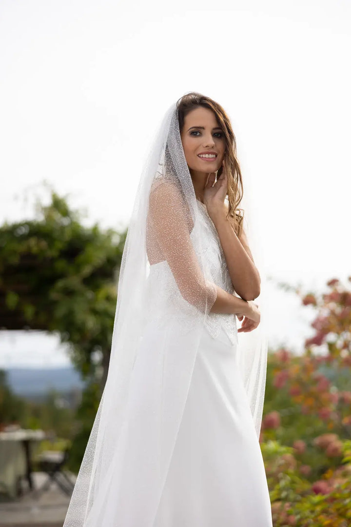 VOILE DE MARIÉE BROCARD ARGENT TRITA WD78 Novias