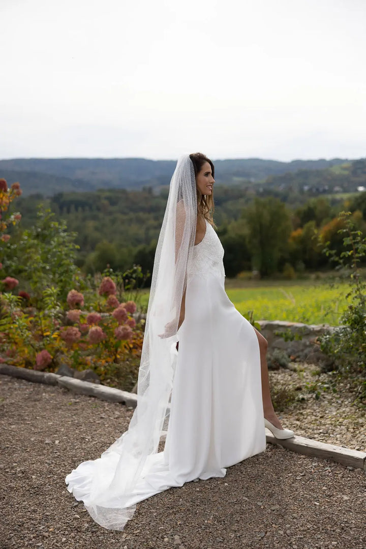 VOILE DE MARIÉE BROCARD ARGENT TRITA WD78 Novias