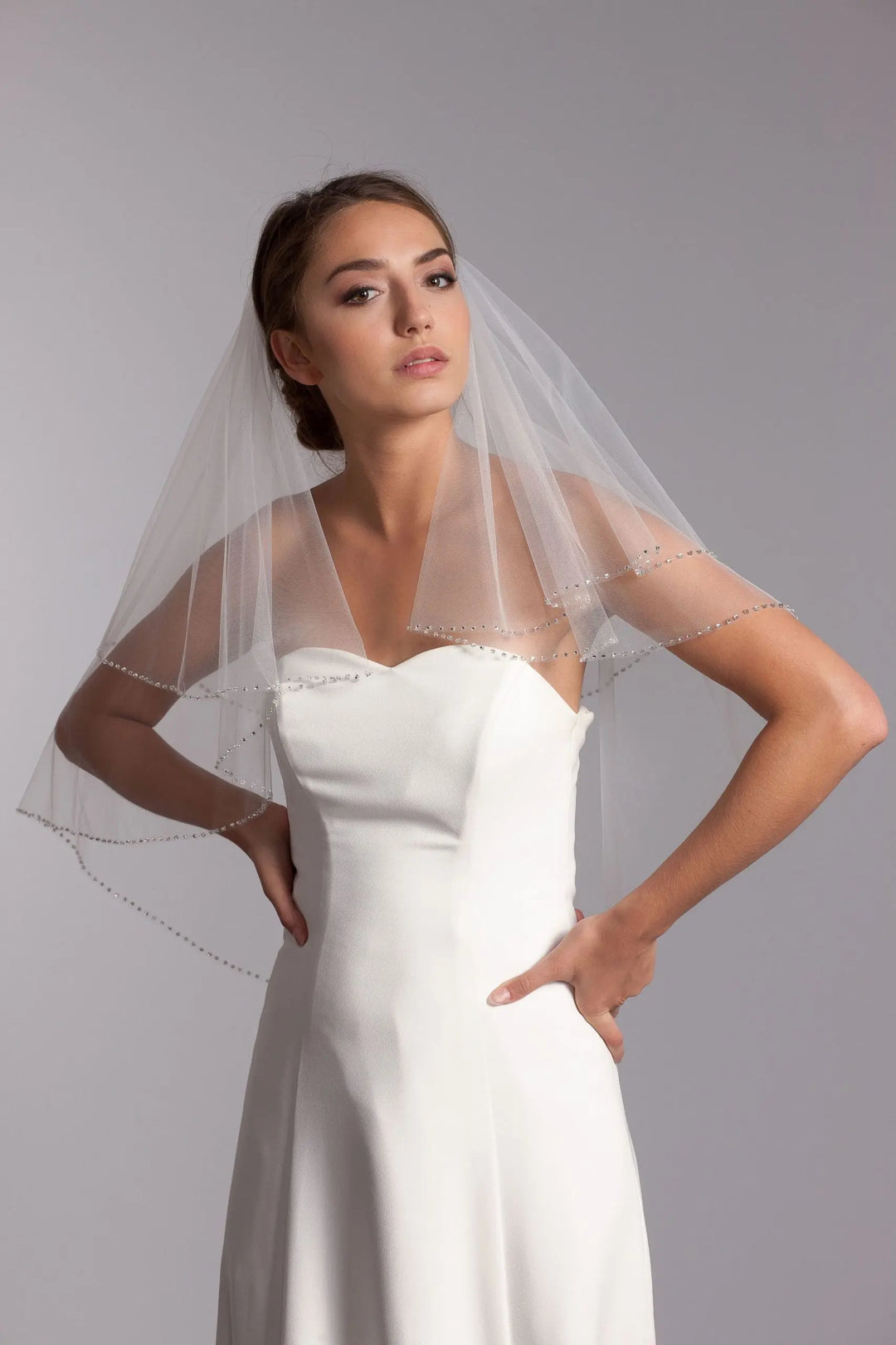 VOILE DE MARIÉE COURT CRISTAL W36 Novias