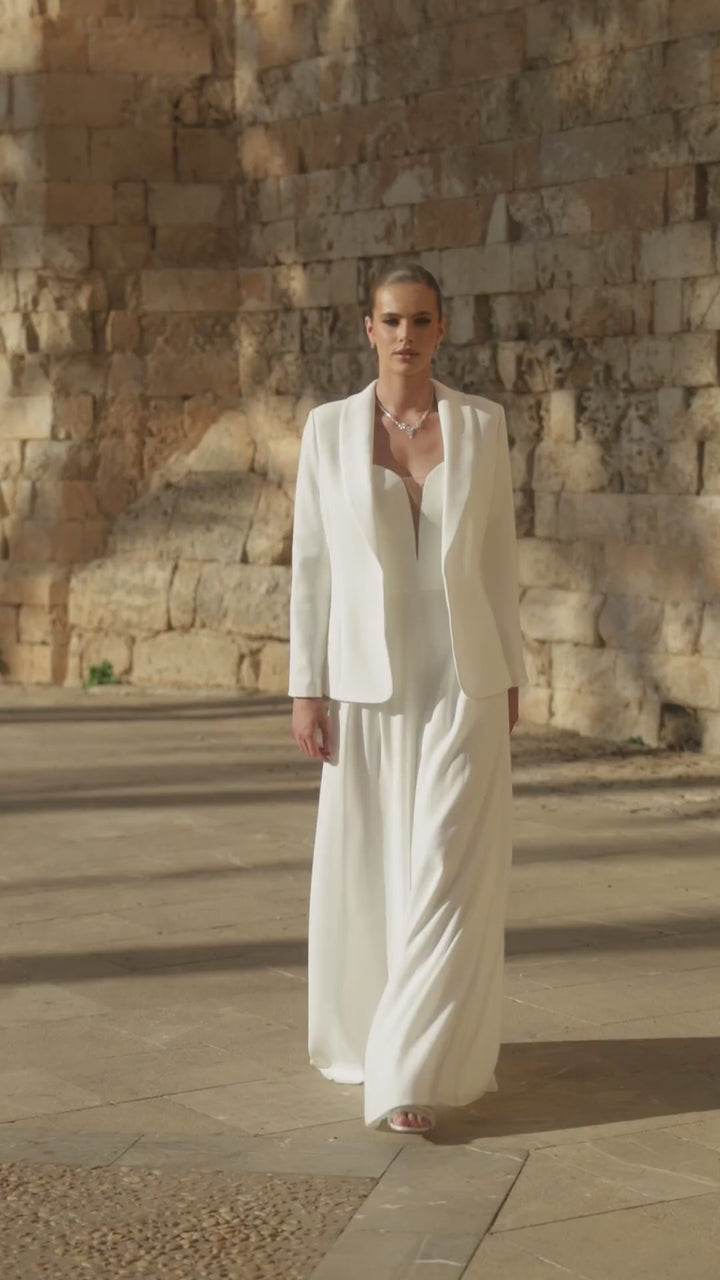VESTE DE MARIÉE E485 EN CRÊPE STRETCH – STYLE BLAZER ÉLÉGANT