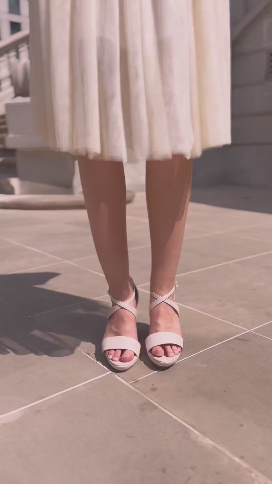 SANDALES DORÉES MARIÉE  EDDY - TALON LARGE 6 CM
