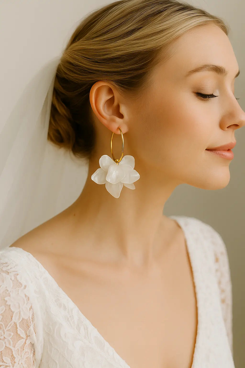 Boucles d'oreilles de mariée en perles, cristaux et dorées - Mas Accessoires