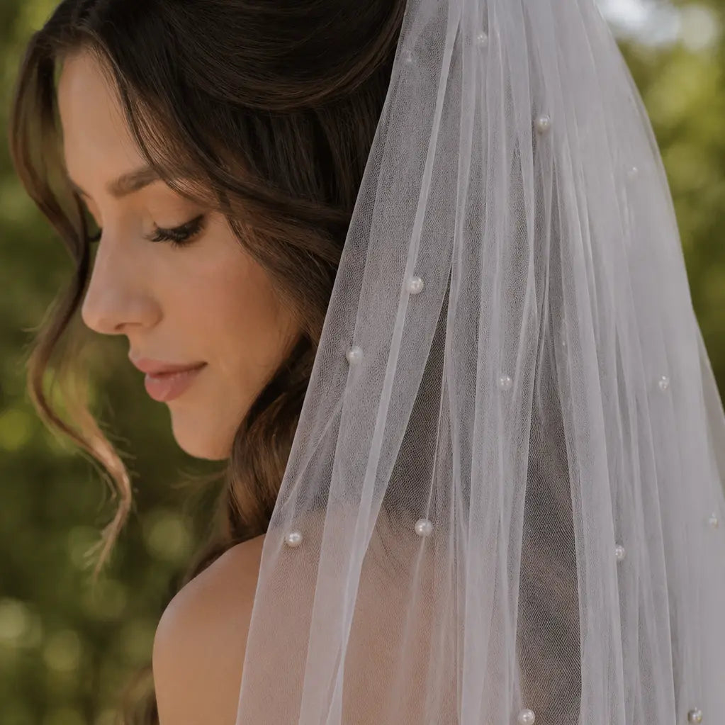 VOILE MARIÉE PBV9011 PERLES IVOIRE – TULLE DOUX ROMANTIQUE THE PERFECT BRIDAL COMPANY