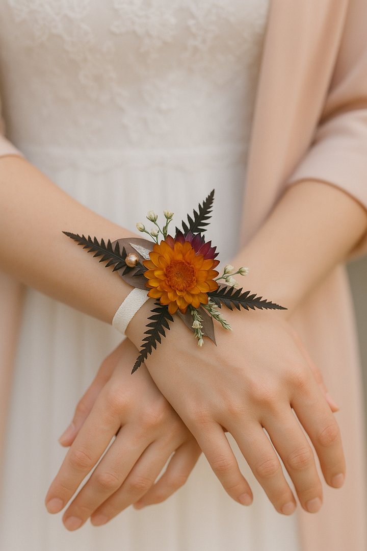 BRACELET FLEURS SÉCHÉES SALSA - ACCESSOIRE MARIAGE BOHÈME