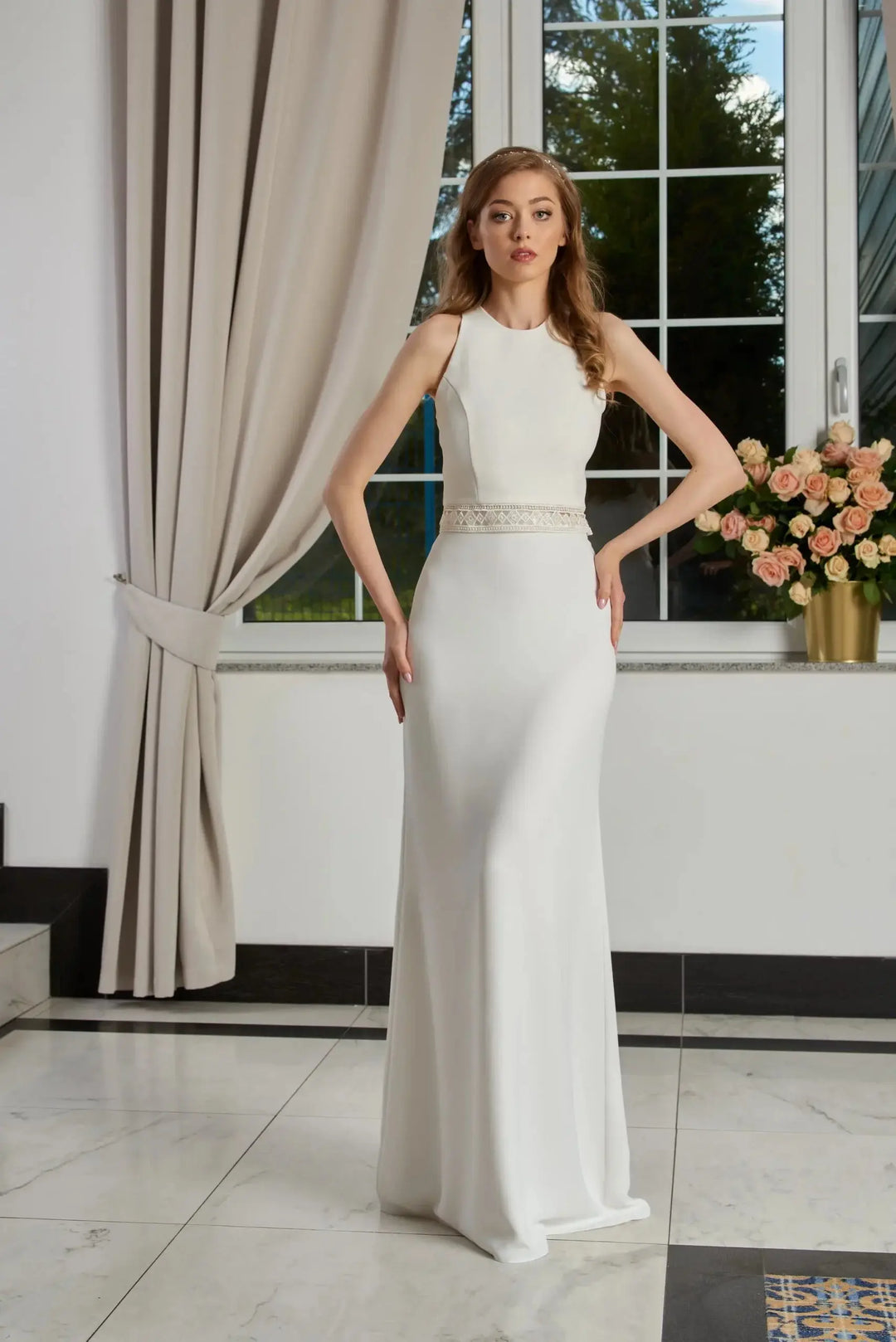 AMY – JUPE MARIÉE CRÊPE COUPE FOURREAU  – SD41 Novias