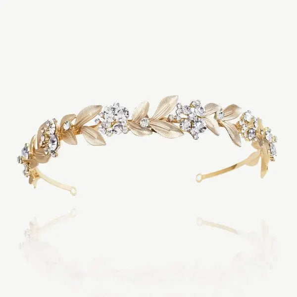 ANAÏS – BANDEAU DIADÈME MARIÉE FEUILLAGE CRISTAUX Ivory and co