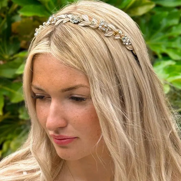 ANAÏS – BANDEAU DIADÈME MARIÉE FEUILLAGE CRISTAUX Ivory and co