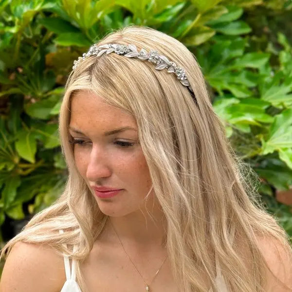 ANAÏS – BANDEAU DIADÈME MARIÉE FEUILLAGE CRISTAUX Ivory and co