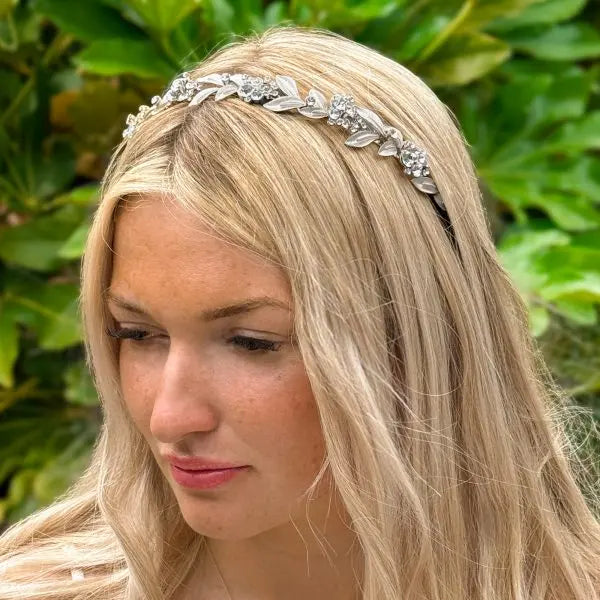 ANAÏS – BANDEAU DIADÈME MARIÉE FEUILLAGE CRISTAUX Ivory and co