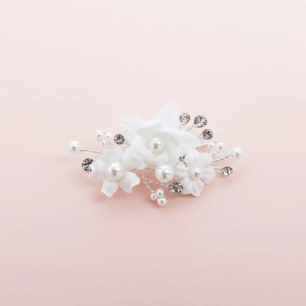 REMONE TRAINE FLEURS PERLES ET STRASS Y080 Bianco Evento
