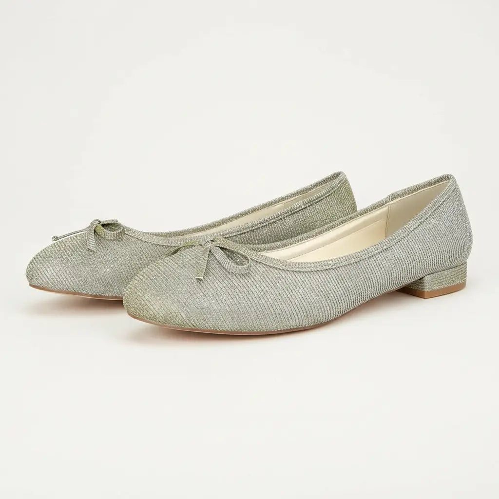 BALLERINES MARIÉE DORÉES ARGENT AUDREY WHITE LADY