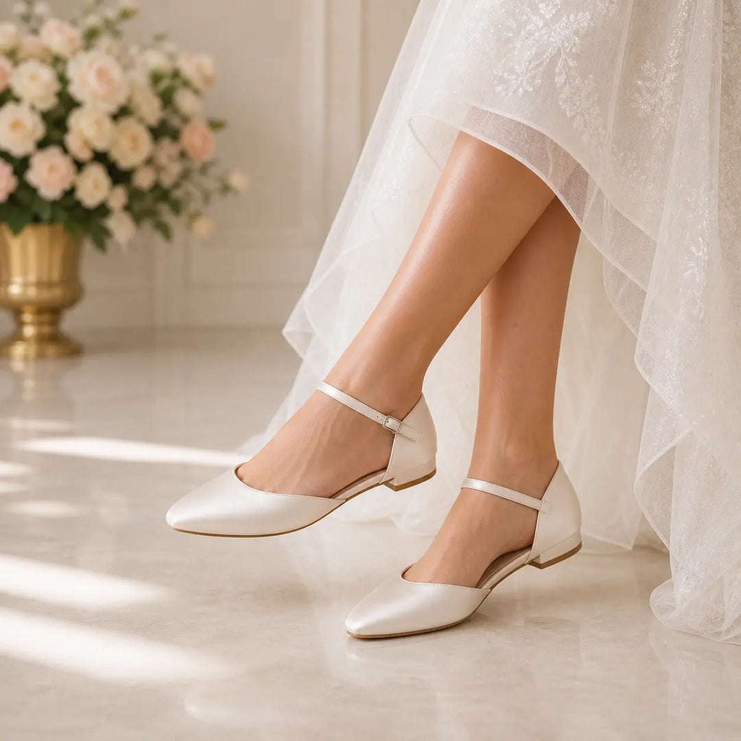 BALLERINES MARIÉE EN SATIN IVOIRE BRIDE — 871 ELISABETH WHITE LADY