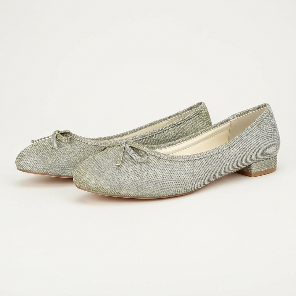 BALLERINES MARIÉE DORÉES ARGENT AUDREY WHITE LADY