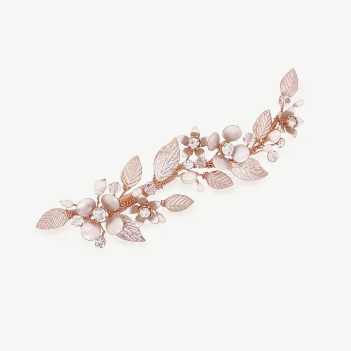 BARRETTE CHEVEUX MARIEE FLEUR CRISTAUX PERLES POPPY IVORY AND CO