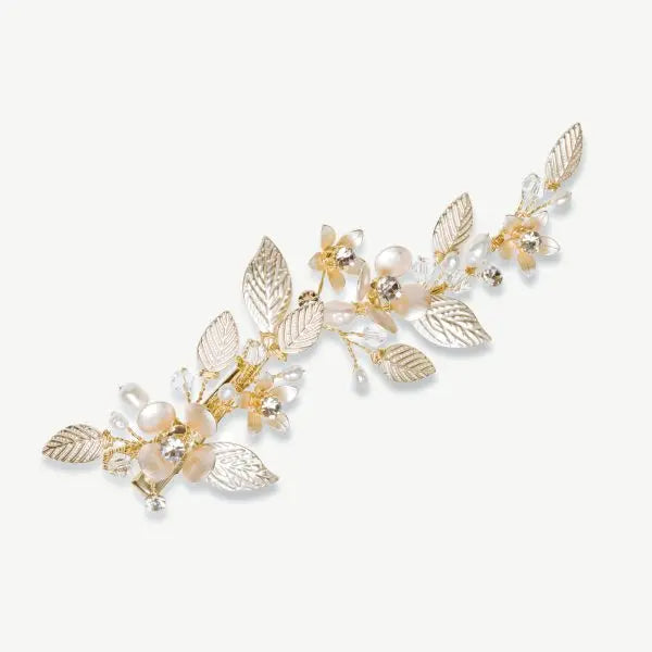 BARRETTE CHEVEUX MARIEE FLEUR CRISTAUX PERLES POPPY IVORY AND CO