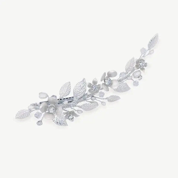 BARRETTE CHEVEUX MARIEE FLEUR CRISTAUX PERLES POPPY IVORY AND CO