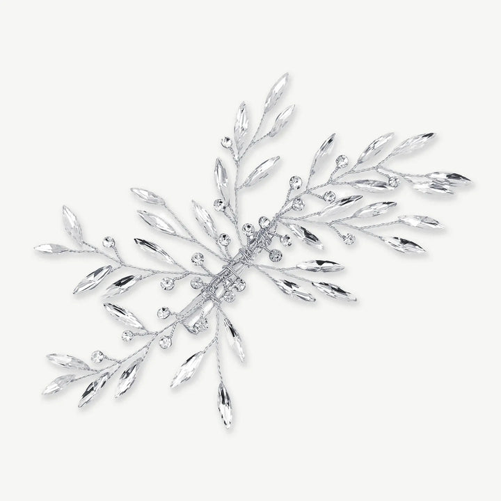 BARRETTE MARIAGE CRISTAUX FEUILLAGE – EVELINA IVORY AND CO