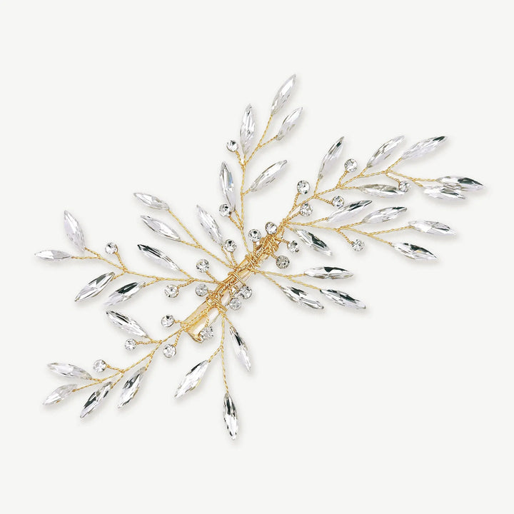 BARRETTE MARIAGE CRISTAUX FEUILLAGE – EVELINA IVORY AND CO