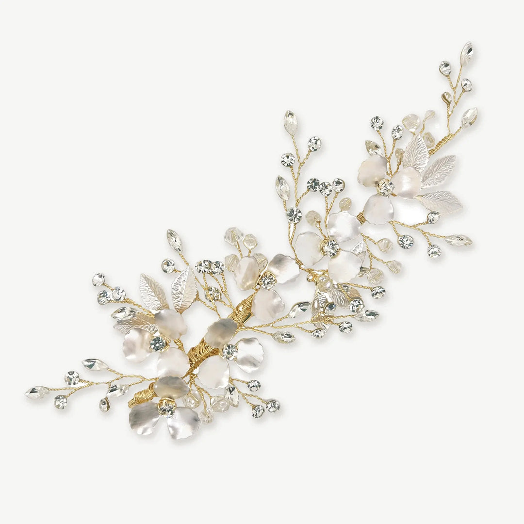 BARRETTE MARIAGE FLEURS & CRISTAUX BOHÈME – CAMOMILLE IVORY AND CO
