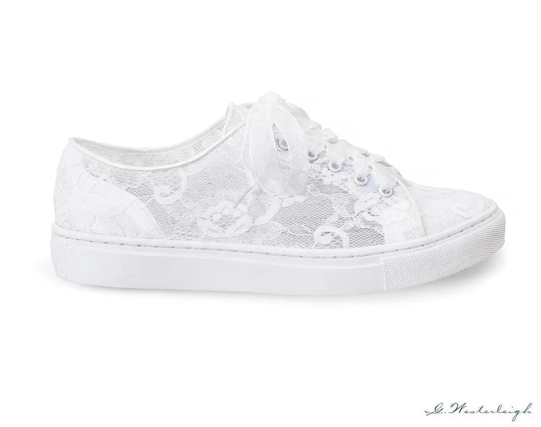 BASKETS DE MARIÉE NADINE – DENTELLE IVOIRE TRANSPARENTE ET LACETS ORGANZA OU SATIN G.Westerleigh