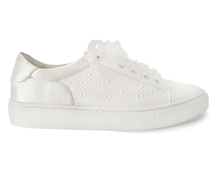 BASKETS DE MARIÉE NINA – SATIN IVOIRE ET PERLES AVEC LACETS ORGANZA OU SATIN G.Westerleigh