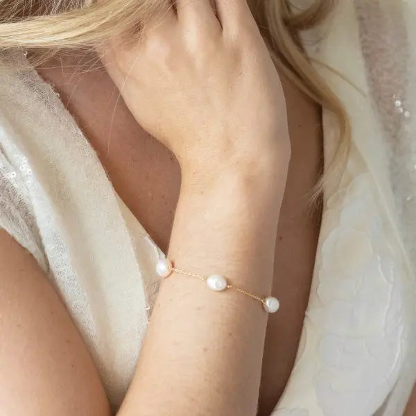 BERMUDA – BRACELET CHAÎNE & PERLES BAROQUES Ivory and co