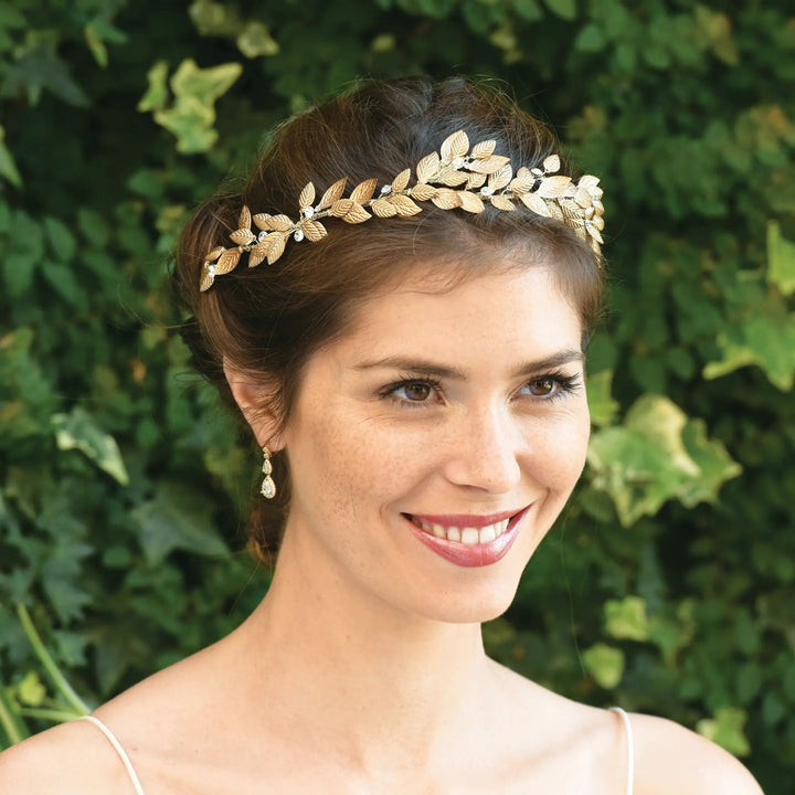 BIJOU DE CHEVEUX JUPITER – LIANE DE CRISTAUX ET FEUILLES Ivory and co