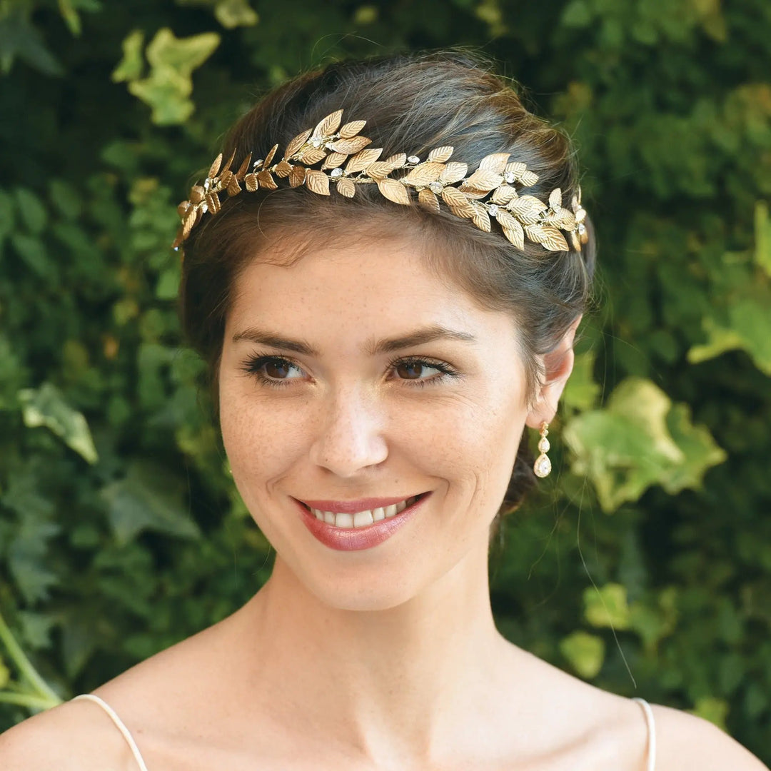BIJOU DE CHEVEUX JUPITER – LIANE DE CRISTAUX ET FEUILLES Ivory and co