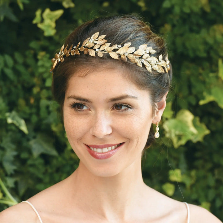 BIJOU DE CHEVEUX JUPITER – LIANE DE CRISTAUX ET FEUILLES Ivory and co
