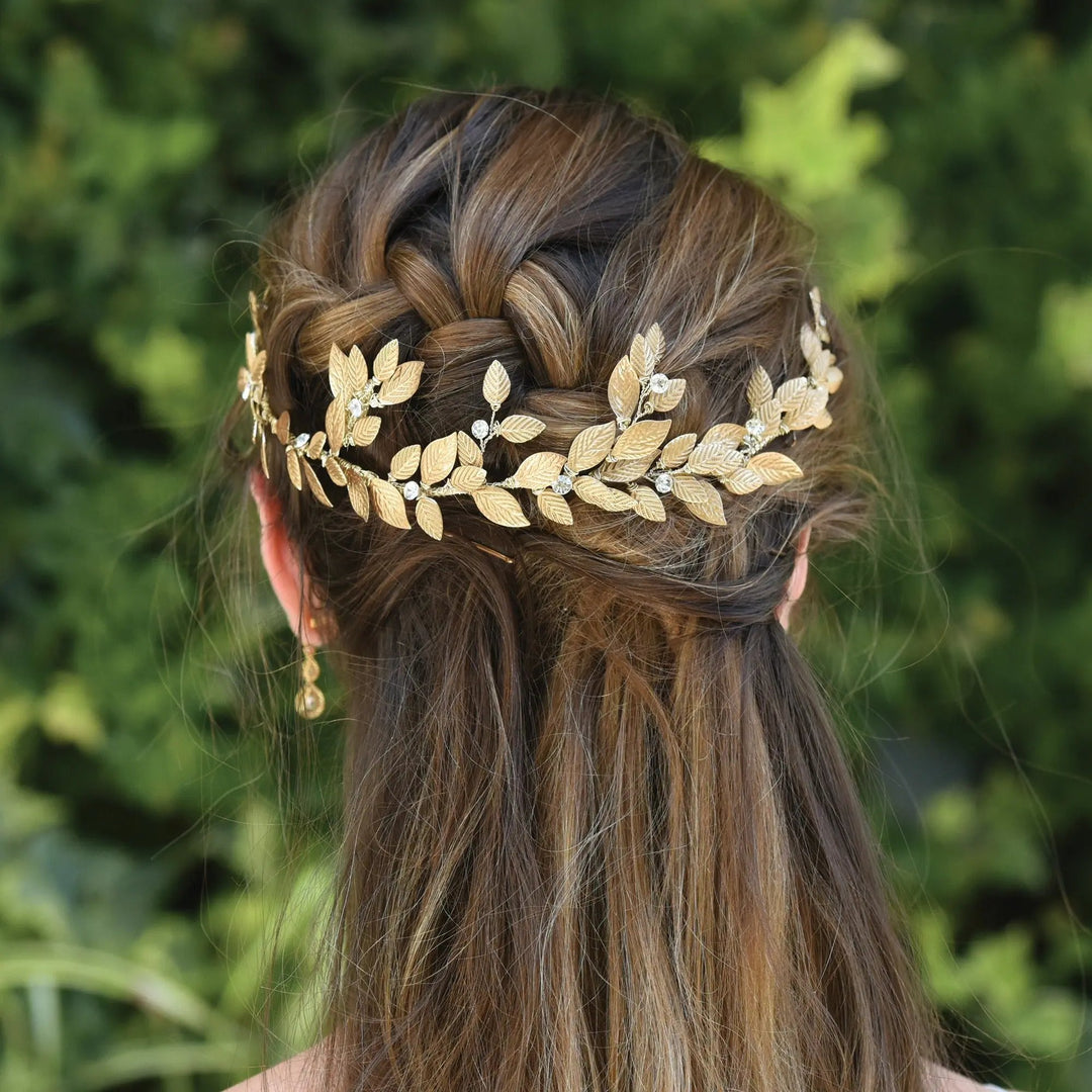 BIJOU DE CHEVEUX JUPITER – LIANE DE CRISTAUX ET FEUILLES Ivory and co