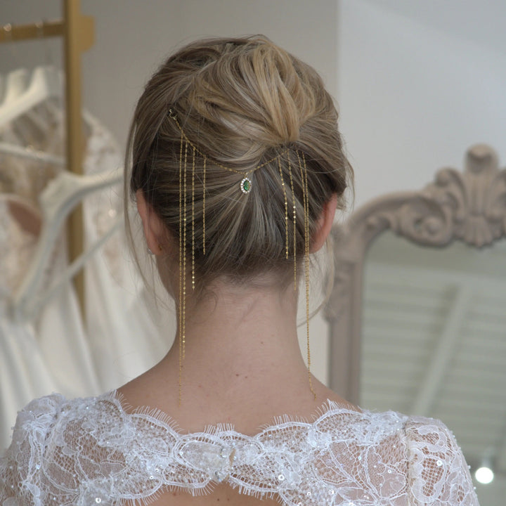 BIJOU DE TÊTE DUCHESS EN PLAQUÉ OR ET ZIRCON SORRY MAJESTY