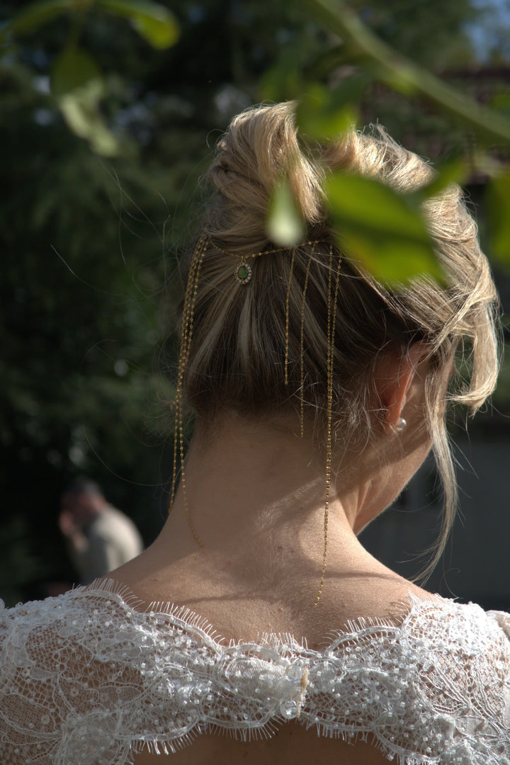 BIJOU DE TÊTE DUCHESS EN PLAQUÉ OR ET ZIRCON SORRY MAJESTY