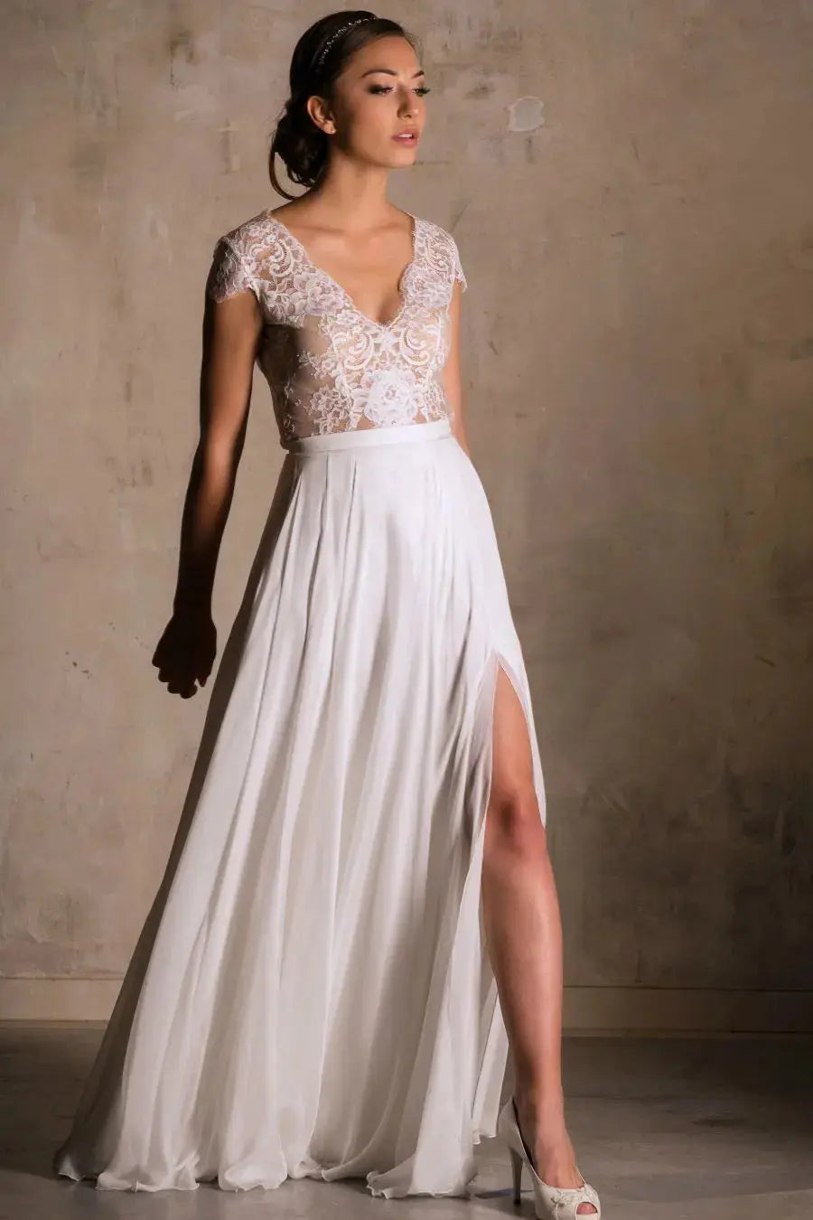 BLAIR – JUPE MARIÉE SOIE AVEC FENTE  – SD24 Novias