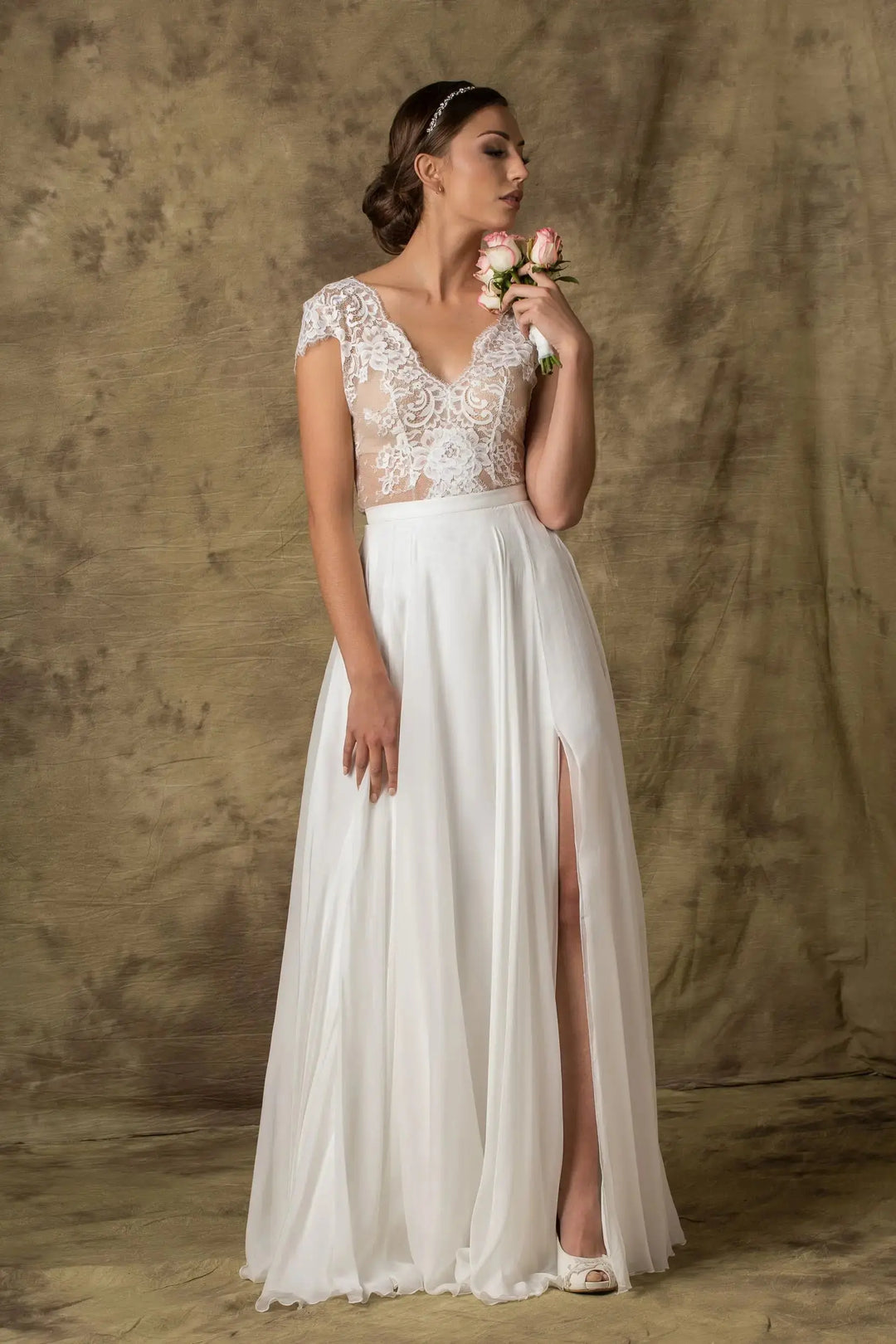 BLAIR – JUPE MARIÉE SOIE AVEC FENTE  – SD24 Novias