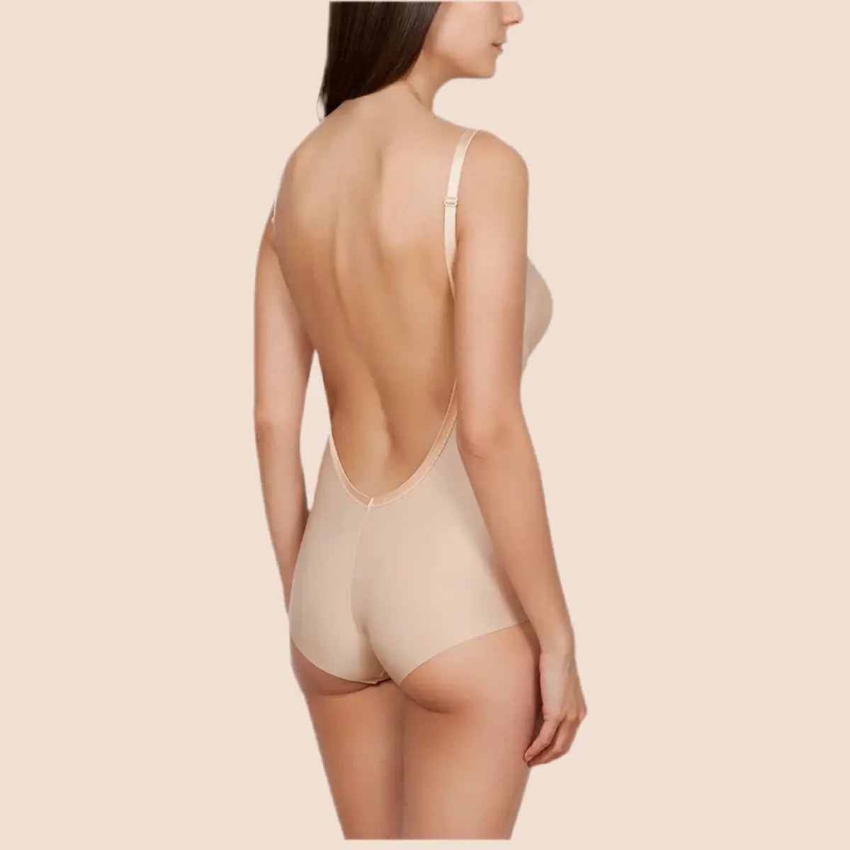 Shapewear Ventre Plat SHAPERIN Femme Body Sculptant Dos Nu Invisible Thong Bodysuit Gainant Ventre Plat Avec Push Up Soutien Gorge, Beige, S Lingerie Sans Couture Amincissante - 9
