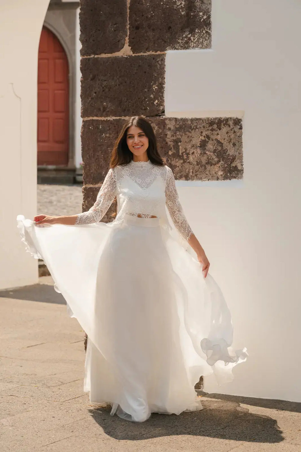 BOLÉRO DE MARIÉE EN DENTELLE IVOIRE  MANCHES 3/4 MIRIAM BK132 Novias