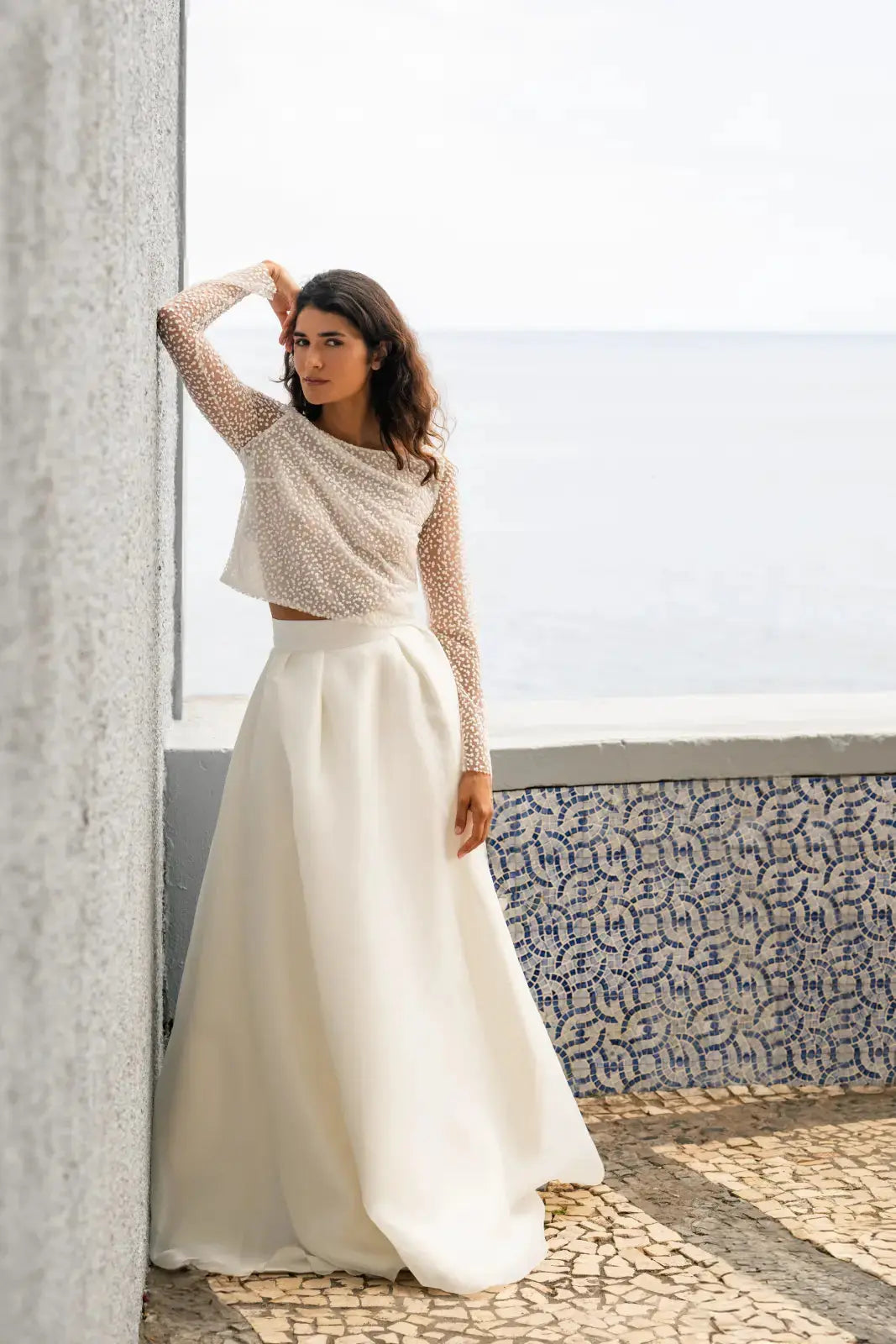 BOLÉRO DE MARIÉE TULLE À POIS MANCHES LONGUES - MAGGIE BK129 Novias