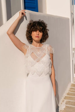 Boléro de mariée Rafaelle BK90T – dentelle brillante