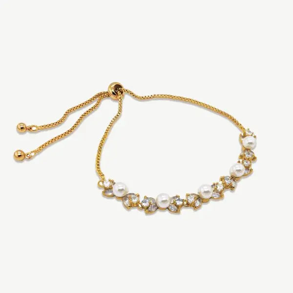 BORDEAUX – BRACELET CRISTAUX & PERLES AJUSTABLE Ivory and co