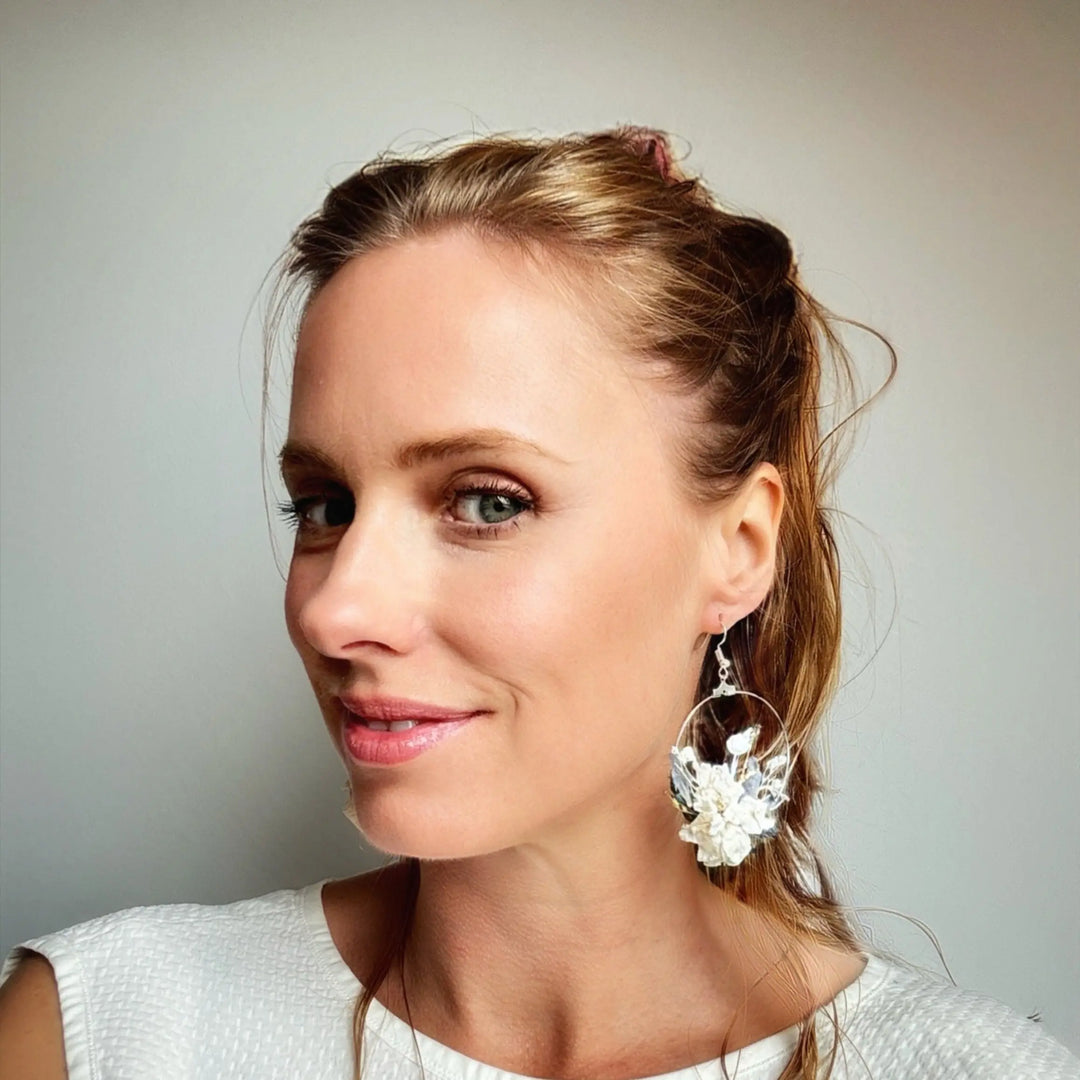 BOUCLES D'OREILLES CÉLESTE FLEURS SECHÉES CREOLE BOHO CHIC