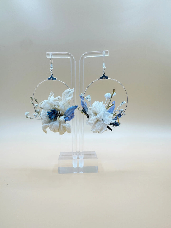 BOUCLES D'OREILLES CÉLESTE FLEURS SECHÉES MARIAGE COCKTAIL INVITÉE ESPRIT CHAMPETRE